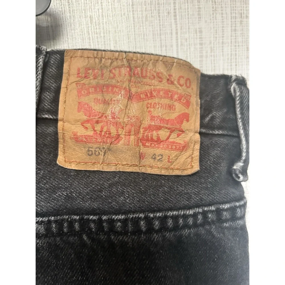 Levi Men's 569 Black Denim Super Distressed Shorts Size 42